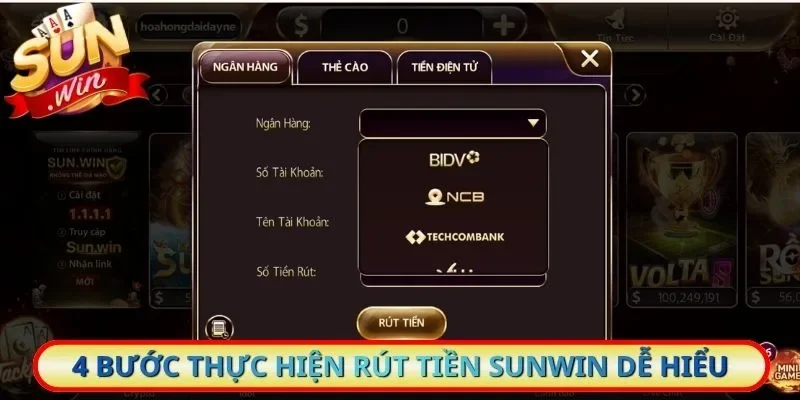 4 Bước thực hiện rút tiền Sunwin dễ hiểu