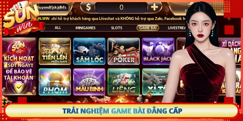 Trải nghiệm game bài đẳng cấp