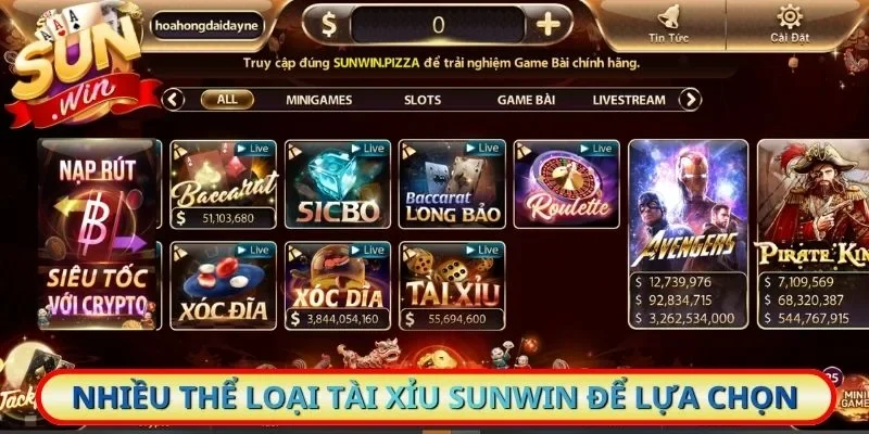 Nhiều thể loại tài xỉu Sunwin để lựa chọn